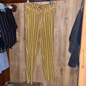 SOHO Apparel Mustard Green Striped Pants